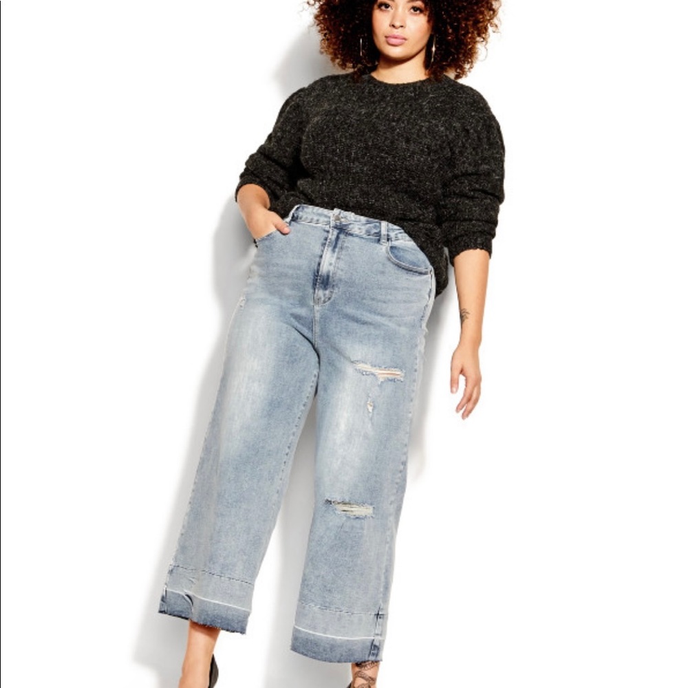 NEW WITH TAGS |  Distressed Culotte Jean | PLUS SIZE